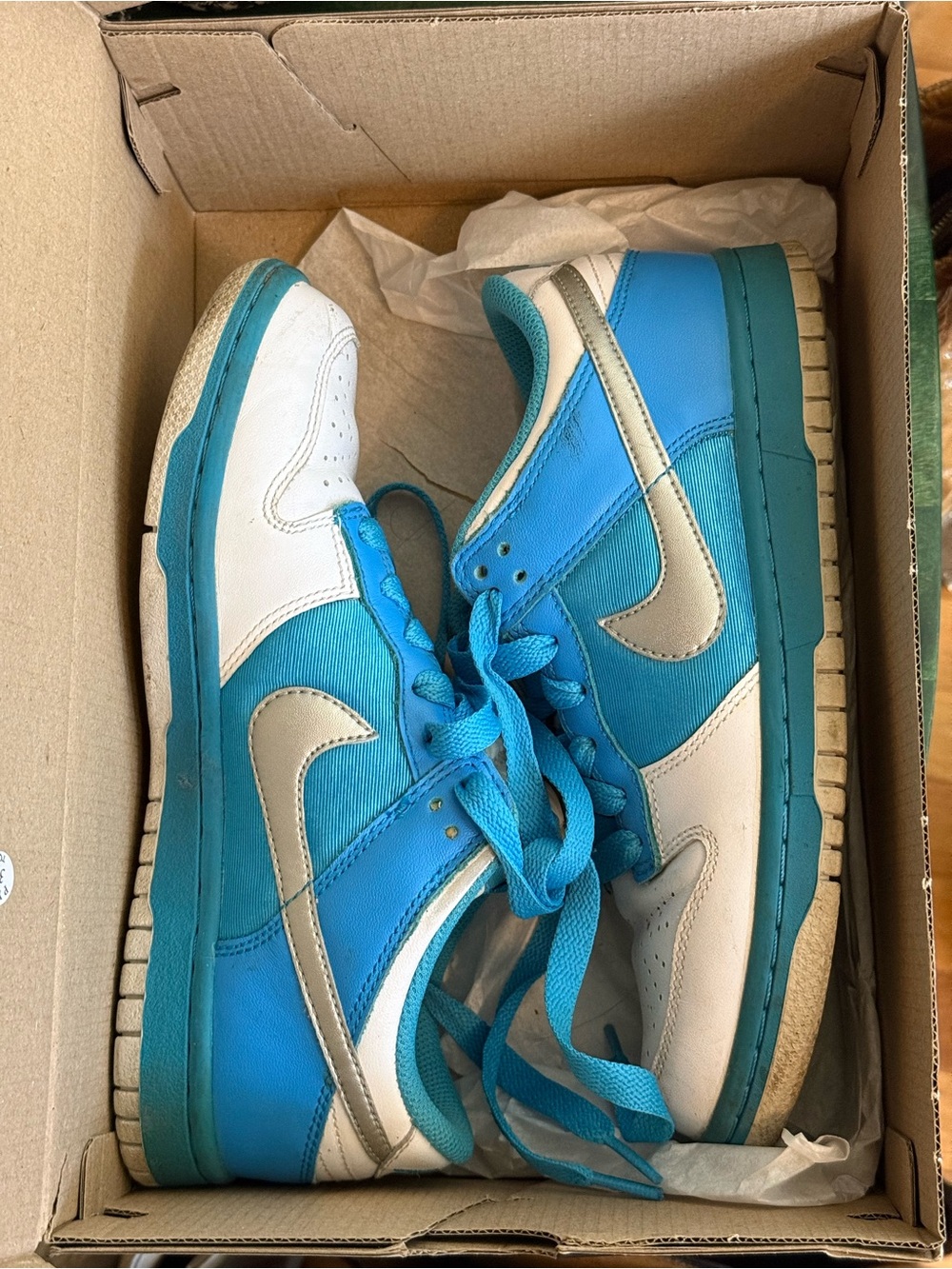 Nike Men’s Turquoise and White Low-Top Sneakers